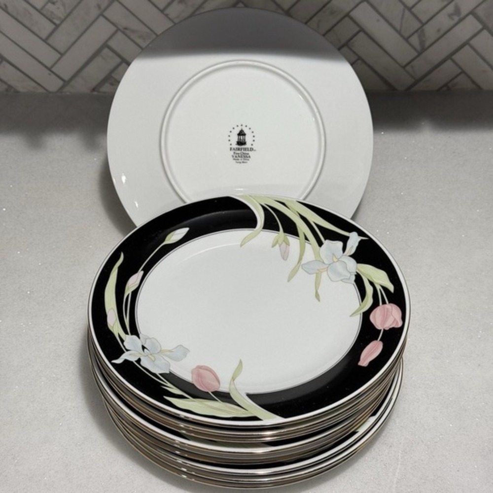 Vintage Fairfield Vanessa Yung‎ Shen Fine China Set of 4 Dinner Plate-10.25"D